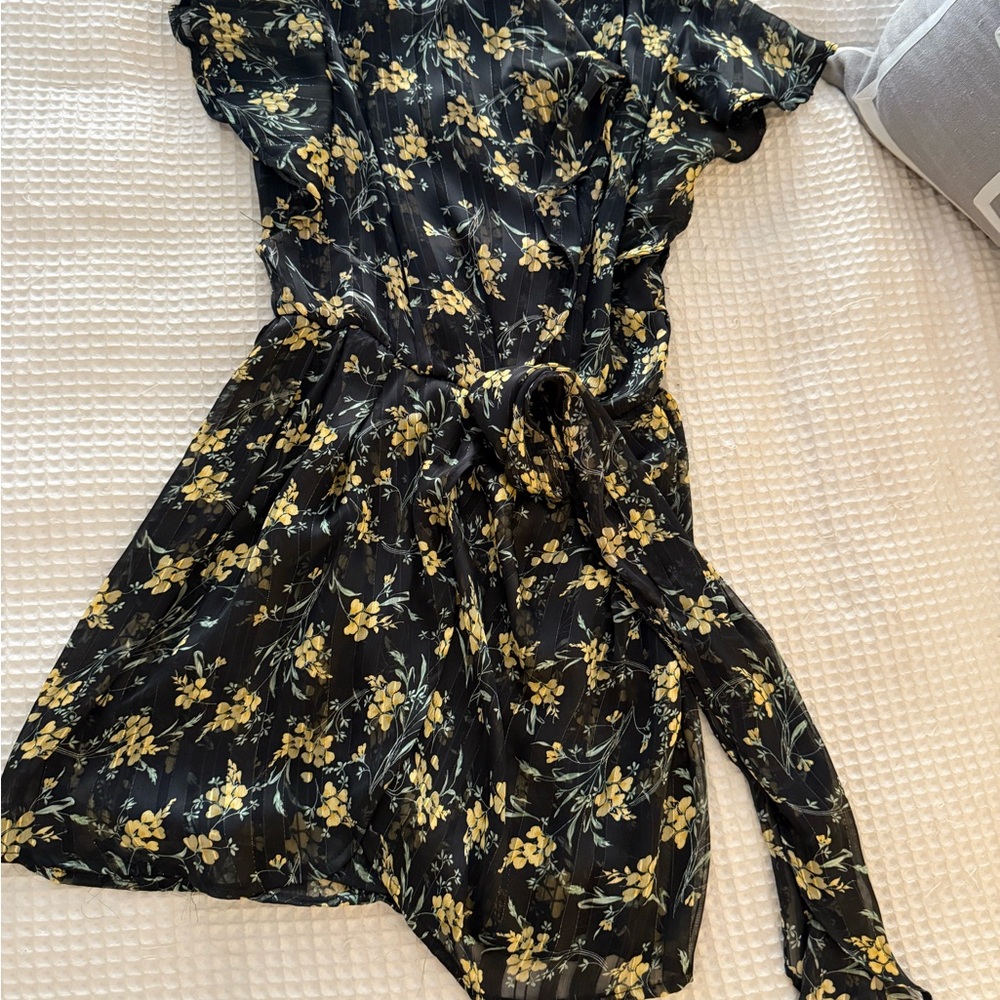 Sabina Musayev Black and Yellow Floral Dress